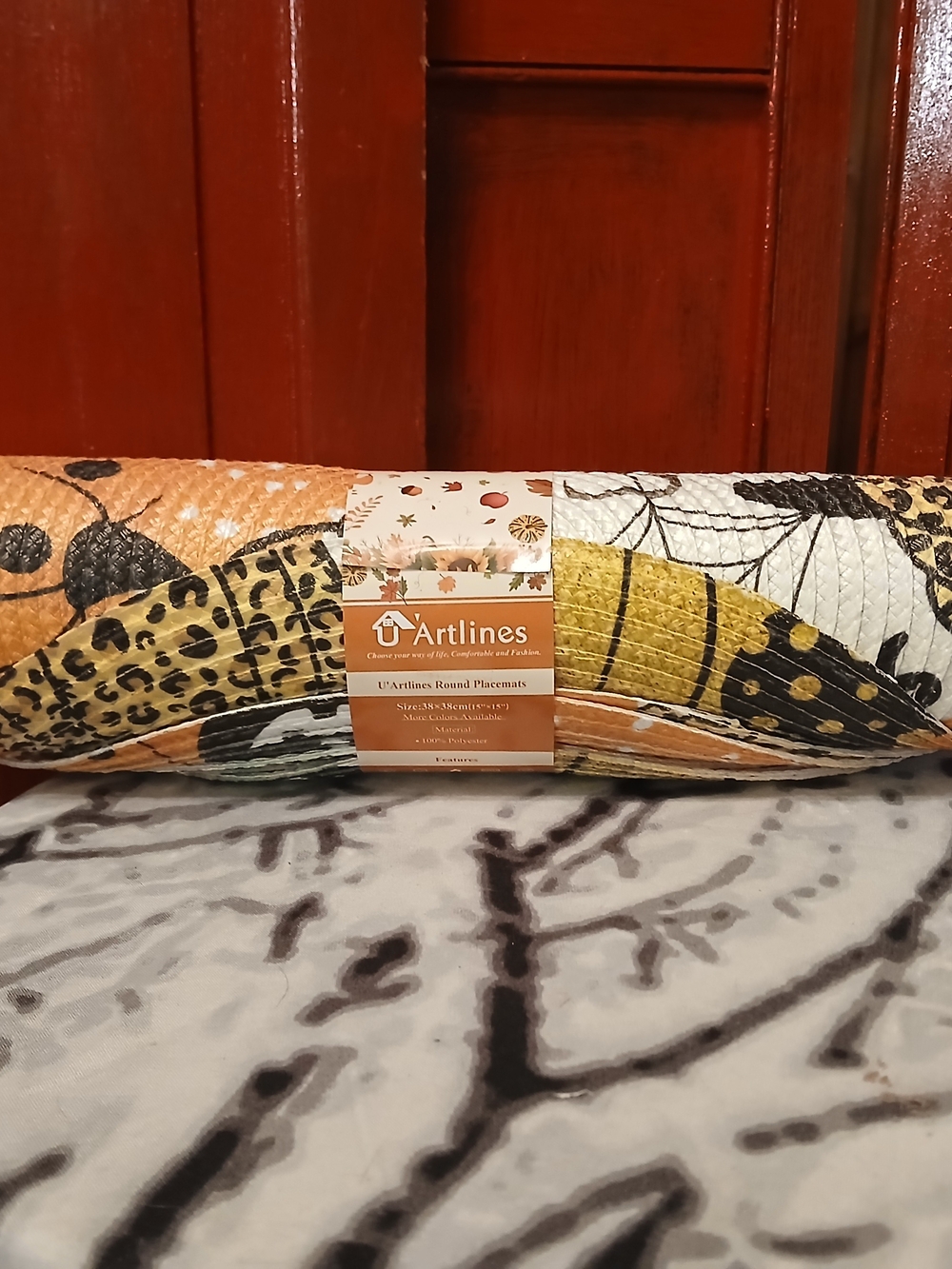 Fall Pattern Round Placemats - Orange, Yellow, Black